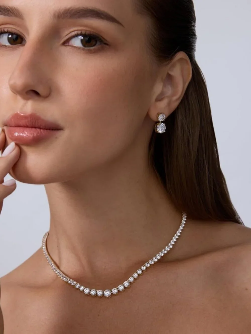 14K Gold Plated Graduated Tennis Necklace for Women, Sparkling CZ Jewelry